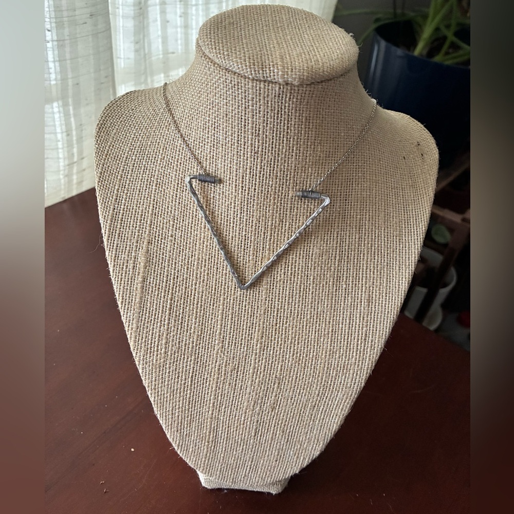 BOGO Mata Traders Silver V-Shaped Hammered Necklace